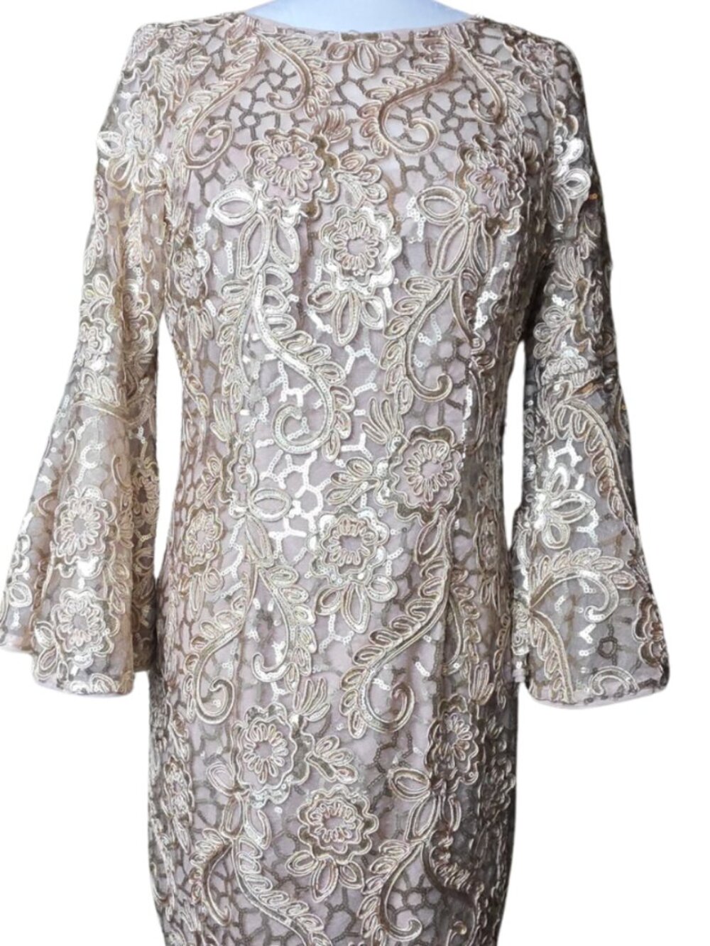 AIDAN MATTOX Lace Sequin Dress Size 6